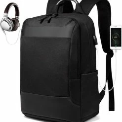 Gloednieuw ✔️ Pro-Care Rugtas/Backpack Antidiefstal - Waterproof Oxford Fabric - 2 USB Aansluiting - Tot 15.6inch Laptop - Extra Ventilatie - Voor Werk, School Of Reizen - Heren/Dames Met Rits - Zwart ⭐