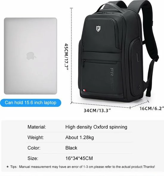 Kopen ⌛ FENRUIEN Bange Rugtas - 15,6 Inch - Laptop Rugzak - USB-aansluiting - TSA Slot - Waterafstotend - Zwart - Incl. Smart Thermosfles ⌛ 10 Kopen ⌛ FENRUIEN Bange Rugtas - 15,6 Inch - Laptop Rugzak - USB-aansluiting - TSA Slot - Waterafstotend - Zwart - Incl. Smart Thermosfles ⌛ - Afbeelding 8