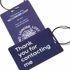 Aanbiedingen ???? Slimme Koffer Label (x2) - NoLongerLost - Donkerblauw - QR Code - Secure - Kofferlabels - ????