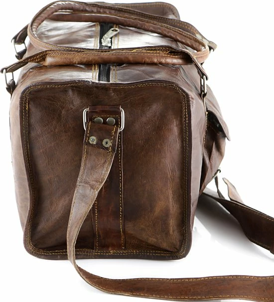 Gloednieuw ⌛ Oncedoce Sporttas 54 X 27 X 27 Cm - Echte Leder - Cognac Bruin – Reistas Casual Vintage Look Design ???? 5 Gloednieuw ⌛ Oncedoce Sporttas 54 X 27 X 27 Cm - Echte Leder - Cognac Bruin – Reistas Casual Vintage Look Design ???? - Afbeelding 3
