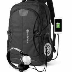 Beste recensies van ❤️ Ssublime Rugzak Met 15.6 Inch Laptop Vak - 27L Rugtas Voor Mannen En Vrouwen - Spatwaterdichte Anti-diefstal ???? Backpack - Tas Voor School - Werk - Reizen - Met USB En Audio Aansluiting- Zwart ????