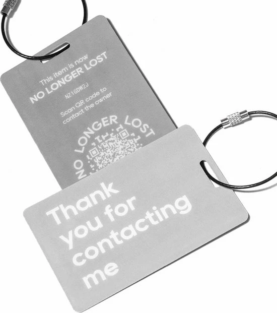 Goedkoop ???? Slimme Koffer Label (x2) - NoLongerLost - Grijs - QR Code - Secure - Koffer Labels - ❤️ 3 Goedkoop ???? Slimme Koffer Label (x2) - NoLongerLost - Grijs - QR Code - Secure - Koffer Labels - ❤️