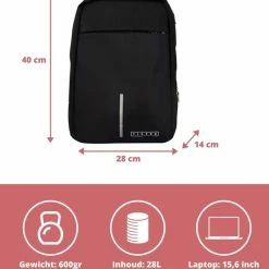 Hete verkoop ???? Ticaba Smith - Waterafstotende Anti Diefstal Laptop Rugzak Inclusief Usb Oplaadstation - 14 T/m 15,6 Inch - Rugtas Voor Dames En Heren - Zwart ❤️ 19 Hete verkoop ???? Ticaba Smith - Waterafstotende Anti Diefstal Laptop Rugzak Inclusief Usb Oplaadstation - 14 T/m 15,6 Inch - Rugtas Voor Dames En Heren - Zwart ❤️ -Samsonite Winkel 550x629 7