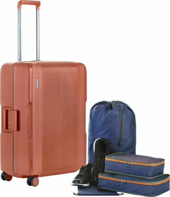 Aanbiedingen ???? CarryOn Protector Luxe Koffer - Trolley 66cm Met TSA-klikslot - 4-delige Packer Set - Ultralicht - Terra Oranje ???? 3 Aanbiedingen ???? CarryOn Protector Luxe Koffer - Trolley 66cm Met TSA-klikslot - 4-delige Packer Set - Ultralicht - Terra Oranje ????