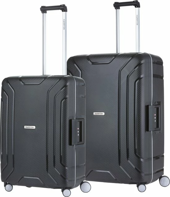 Uitgang ???? CarryOn Steward Kofferset - 2-delige TSA Trolleyset Met Kliksloten - Dubbele Wielen - Zwart ???? 3 Uitgang ???? CarryOn Steward Kofferset - 2-delige TSA Trolleyset Met Kliksloten - Dubbele Wielen - Zwart ????