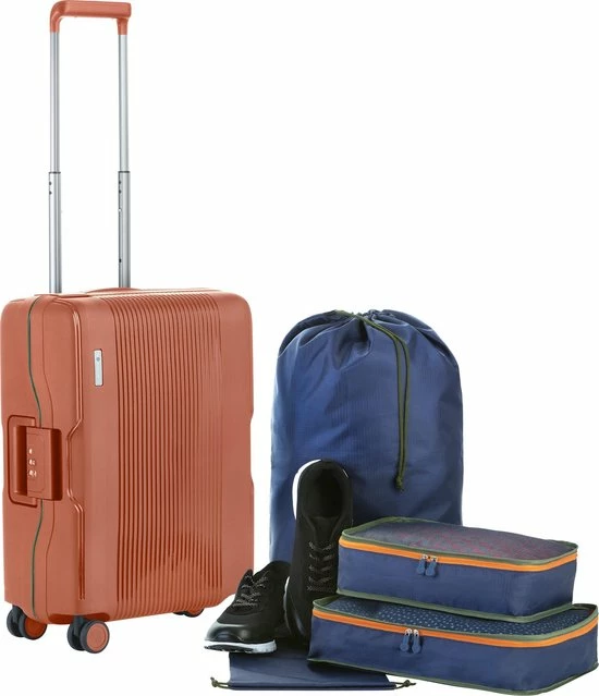 Aanbiedingen ???? CarryOn Protector Luxe ???? Handbagage Koffer - Trolley 55cm Met TSA-klikslot - 4-delige Packer Set - Ultralicht - Terra Oranje ???? 3 Aanbiedingen ???? CarryOn Protector Luxe ???? Handbagage Koffer - Trolley 55cm Met TSA-klikslot - 4-delige Packer Set - Ultralicht - Terra Oranje ????