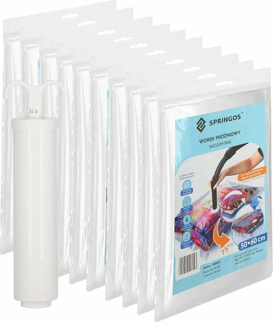 Beste Verkoop ???? Springos Vacuümzakken Set | Opbergzakken Kleding | Herbruikbaar | 10 Stuks | 50 X 60 Cm | Transparant | Inclusief Pomp ⌛ 8 Beste Verkoop ???? Springos Vacuümzakken Set | Opbergzakken Kleding | Herbruikbaar | 10 Stuks | 50 X 60 Cm | Transparant | Inclusief Pomp ⌛ - Afbeelding 6