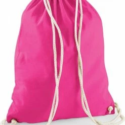 Nieuw ⌛ Merkloos Sporten/zwemmen/festival Gymtas Fuchsia Roze Met Rijgkoord 46 X 37 Cm Van 100% Katoen - Kinder Sporttasjes ????