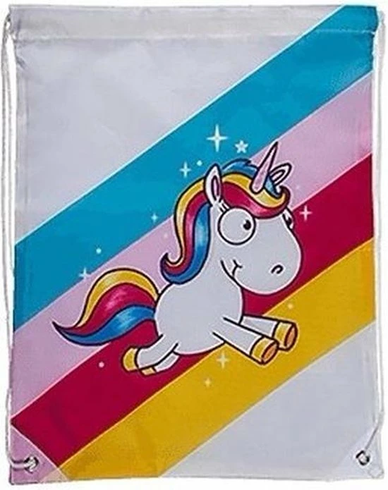 Hete verkoop ???? Merkloos Wit Gymtasje Eenhoorn Met Regenboog 42 Cm Rugzak / Rugtas ???? 3 Hete verkoop ???? Merkloos Wit Gymtasje Eenhoorn Met Regenboog 42 Cm Rugzak / Rugtas ????