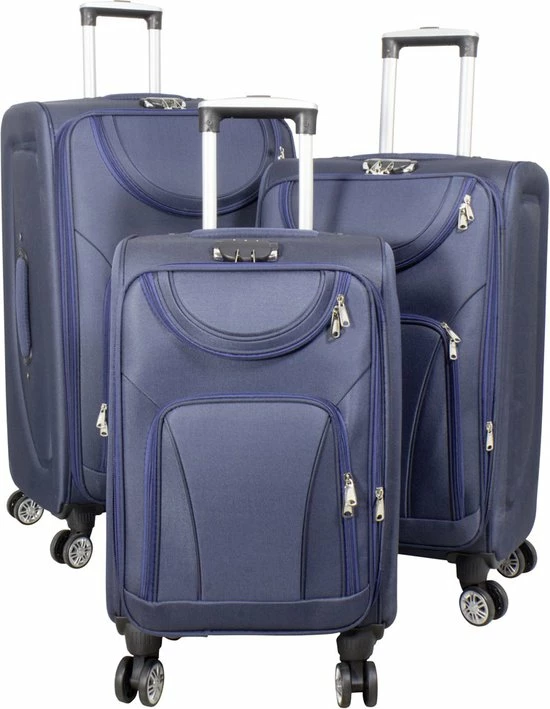 Coupon ???? Travelsuitcase - Maribor - 3delig Reiskofferset - Kwalitatief Nylon Stof - Blauw - Dé Marie ???? 5 Coupon ???? Travelsuitcase - Maribor - 3delig Reiskofferset - Kwalitatief Nylon Stof - Blauw - Dé Marie ???? - Afbeelding 3