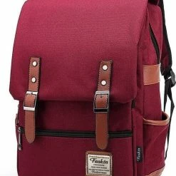 Promo ???? Veran Rugtas - Rugzak - 25 Liter - 15,6" Laptopvak - Boekentas - Vintage - Laptop - School - Boekentas - Rood ????