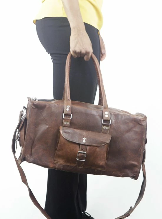 Gloednieuw ⌛ Oncedoce Sporttas 54 X 27 X 27 Cm - Echte Leder - Cognac Bruin – Reistas Casual Vintage Look Design ???? 24 Gloednieuw ⌛ Oncedoce Sporttas 54 X 27 X 27 Cm - Echte Leder - Cognac Bruin – Reistas Casual Vintage Look Design ???? - Afbeelding 22