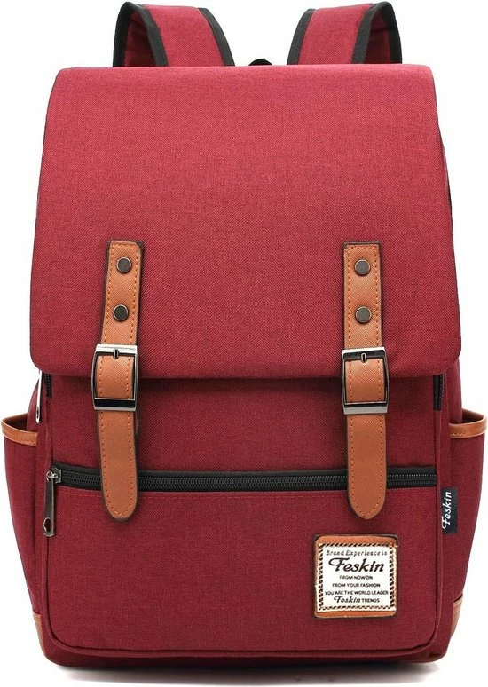 Promo ???? Veran Rugtas - Rugzak - 25 Liter - 15,6" Laptopvak - Boekentas - Vintage - Laptop - School - Boekentas - Rood ???? 5 Promo ???? Veran Rugtas - Rugzak - 25 Liter - 15,6" Laptopvak - Boekentas - Vintage - Laptop - School - Boekentas - Rood ???? - Afbeelding 3